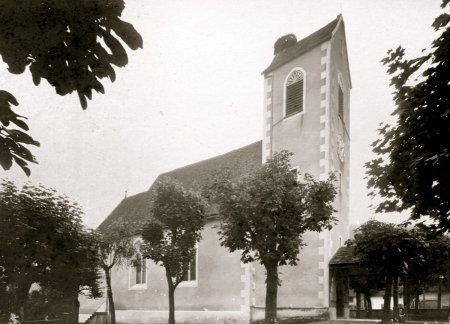 Kirche 1900 - Vom Rhein her aufgenommen