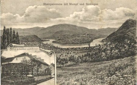 Ansichtskarte - _Anker_ mit Rheinpanorama um 1906 - ©Dorfmuseum