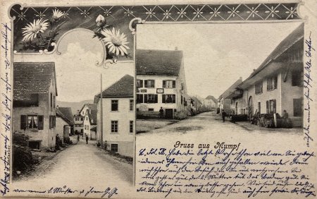 Ansichtskarte - Schulgasse und Hauptstrasse, mit Post und Zollstation - ©Reto Hofer