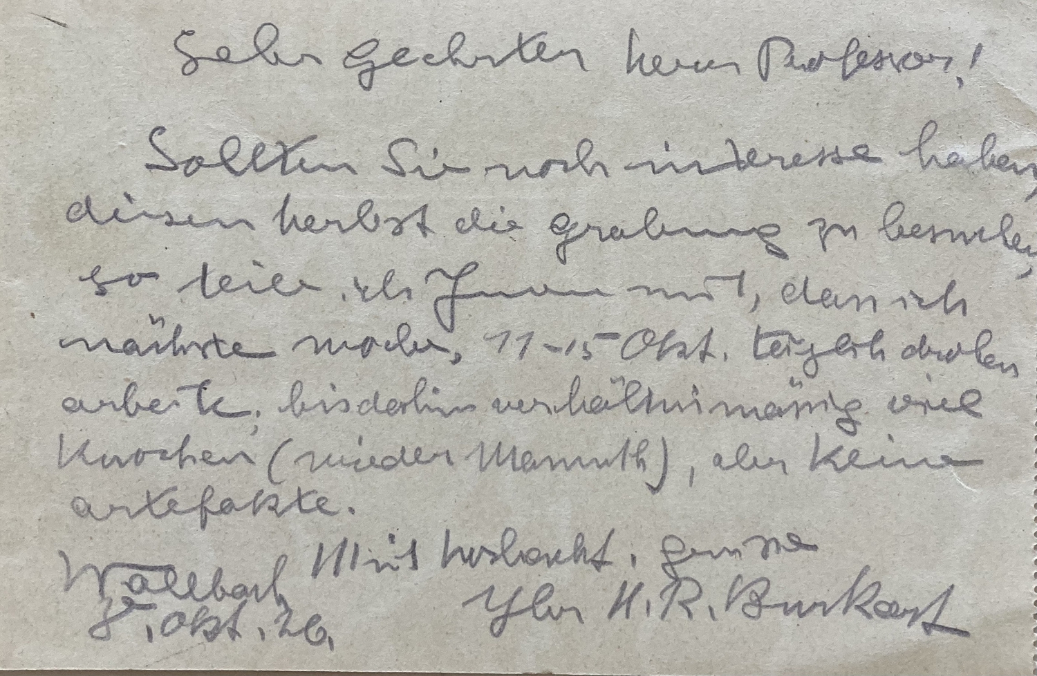 Einladung Burkart an Tatarinoff